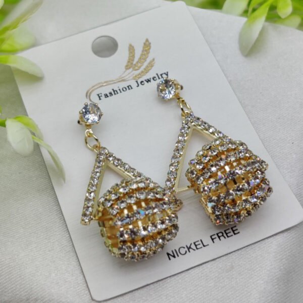 Imported Glamorous Triangle Drop Earrings With Rhinestone Accents | Girls Earrings | Women Earrings | Jewellery