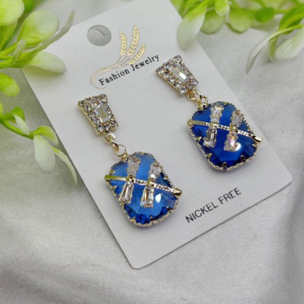 Imported Exquisite Sapphire-blue Crystal Drop Earrings – Nickel Free | Girls Earrings | Women Earrings | Jewellery