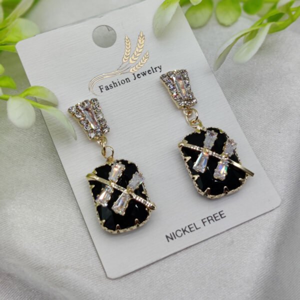 Imported Elegant Black Crystal Earrings With Sparkling Rhinestone Accents – Nickel-free| Girls Earrings | Women Earrings | Jewellery