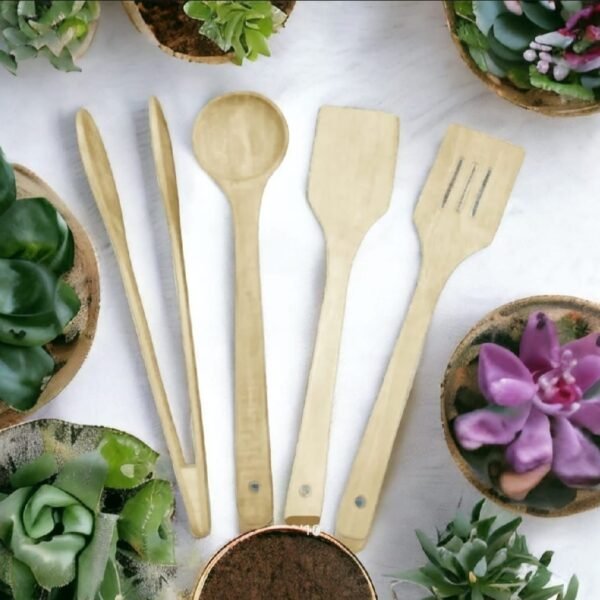 Pack Of 4 – Wooden Spoon Set | Nonstick Teak Wood Kitchen Utensils For Cooking & Serving
