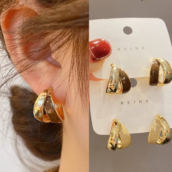 Elegant Dual Colour Korean Gold Plated Earings | Casual Wear Fashion Trendy Jewelry