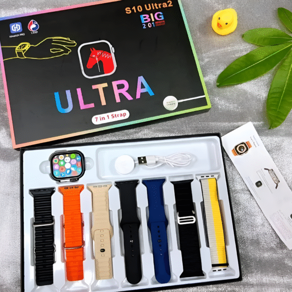 S10 Ultra 2 Smart Watch For Kids & Adults | 7 Stylish Straps | Titanium Body | Magnetic Charger | Water Resistant