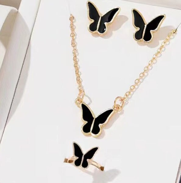 Butterfly Set, Pack Of 4 / Pendants Necklace Earrings Ring For Women Jewelry