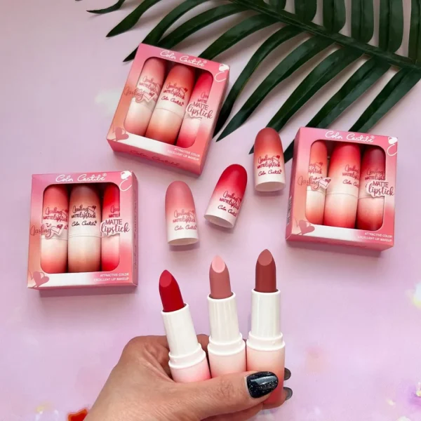 Pack Of 3 Color Casting Matte Lipsticks | Vibrant Colors | Smooth Matte Finish | Long-lasting Beauty