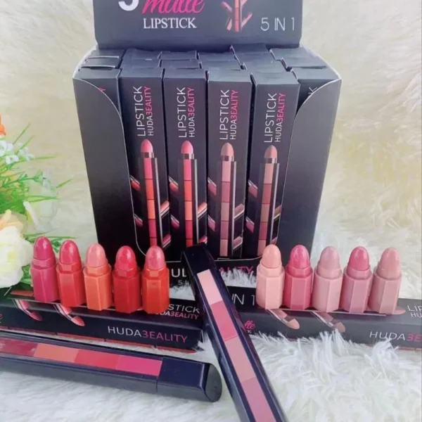 5 In 1 Huda Beauty Lipstick Nude Shades Matte Lipsticks Waterproof | Long Lasting